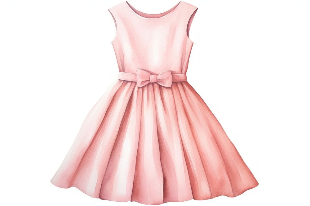 Pink dress, watercolor fashion illustration