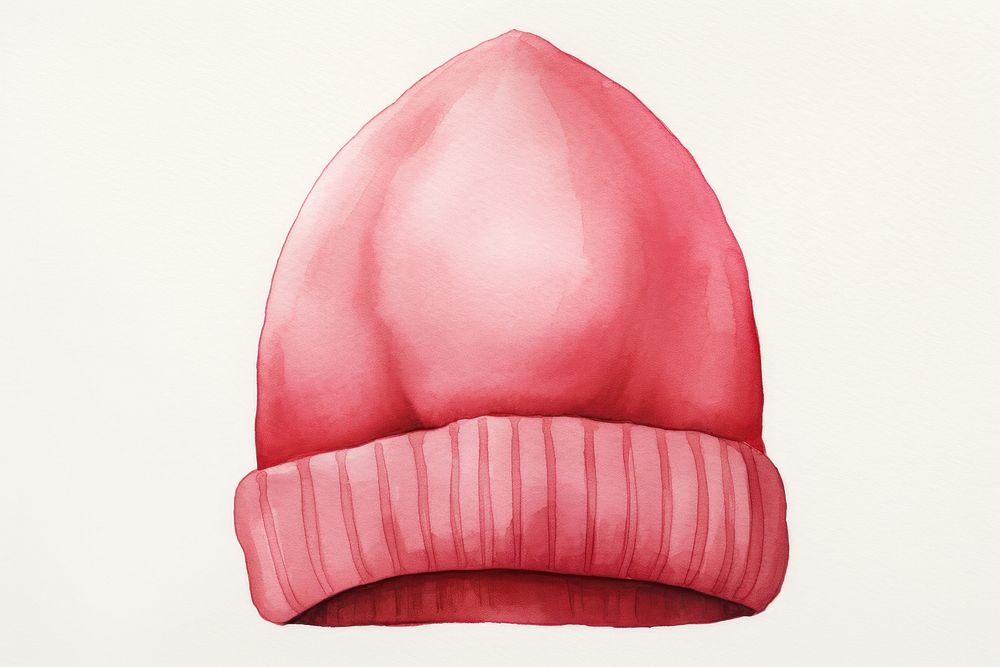 Red beanie, fashion accessory watercolor illustration