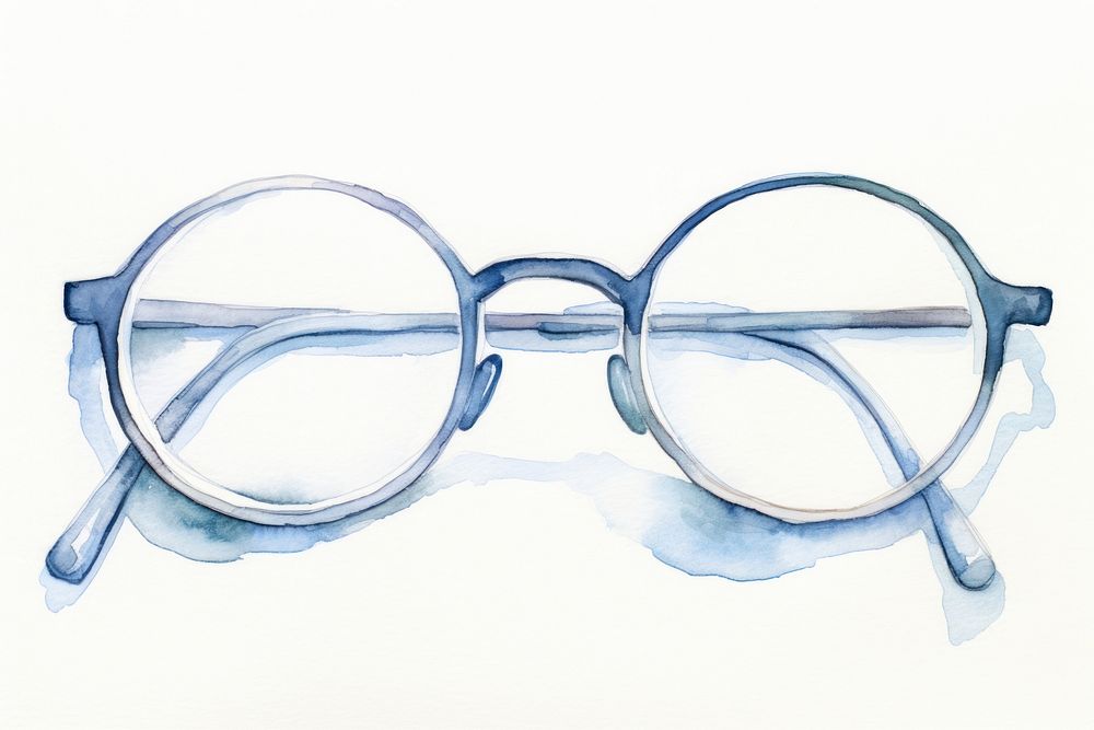 Round eyeglasses, fashion accessory watercolor illustration