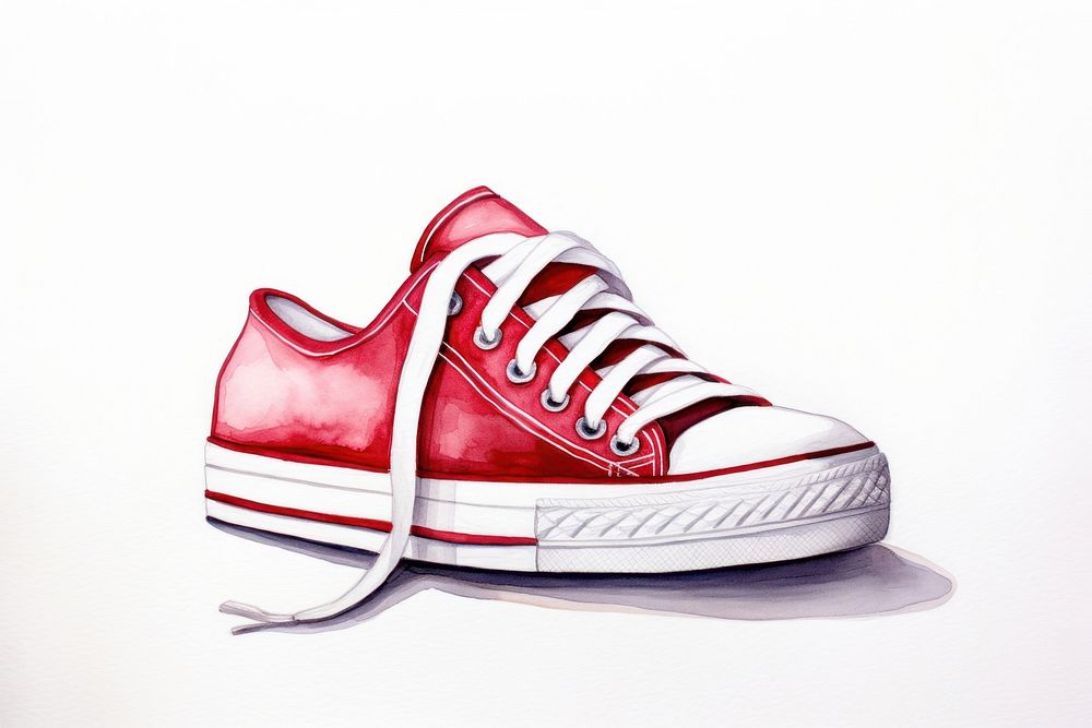 Red canvas sneakers, watercolor fashion illustration