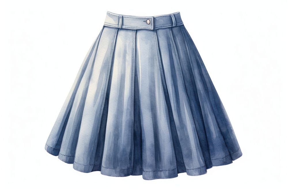 Jean skirt, watercolor fashion illustration