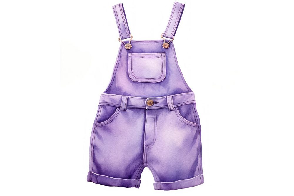 Jeans dungaree, watercolor fashion illustration