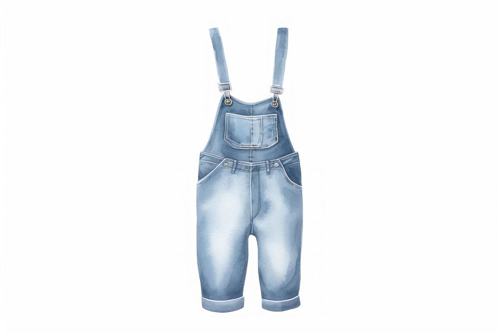 Jeans dungaree, watercolor fashion illustration