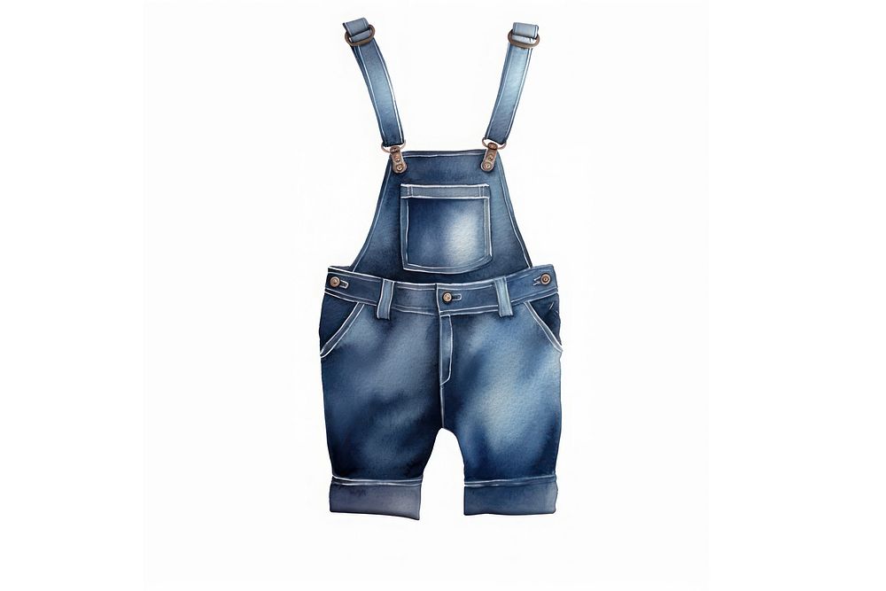 Jeans dungaree, watercolor fashion illustration