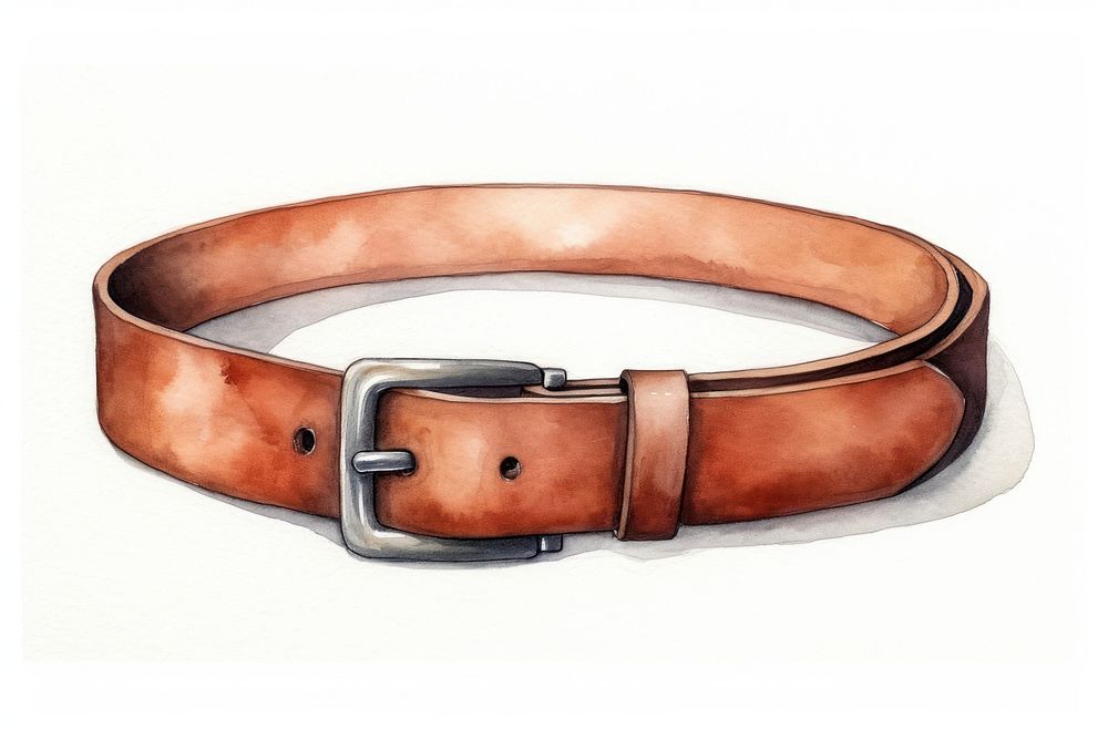 Brown belt, fashion accessory watercolor illustration