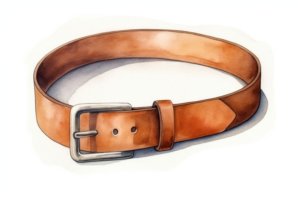 Brown belt, fashion accessory watercolor illustration