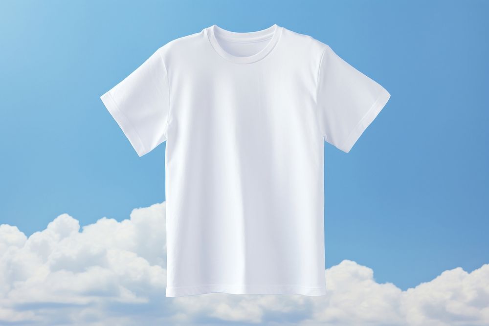 White t-shirt sleeve cloud sky. AI generated Image by rawpixel.