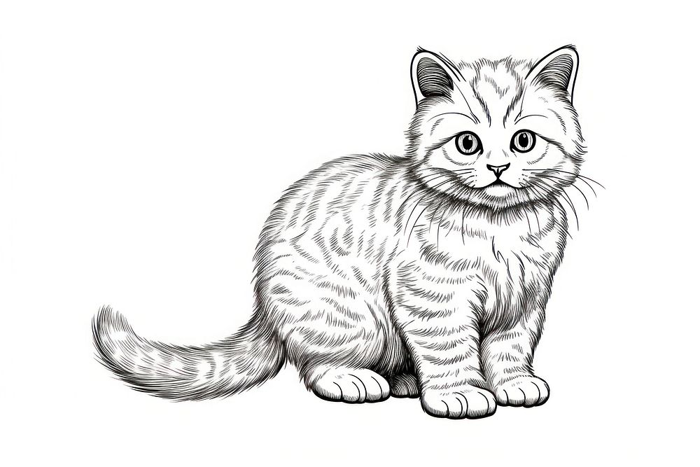 A cute cat sketch drawing animal. AI generated Image by rawpixel.