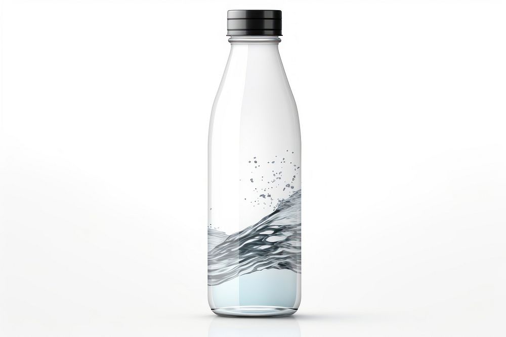 Flask water bottle Packaging glass drink white background. AI generated Image by rawpixel.