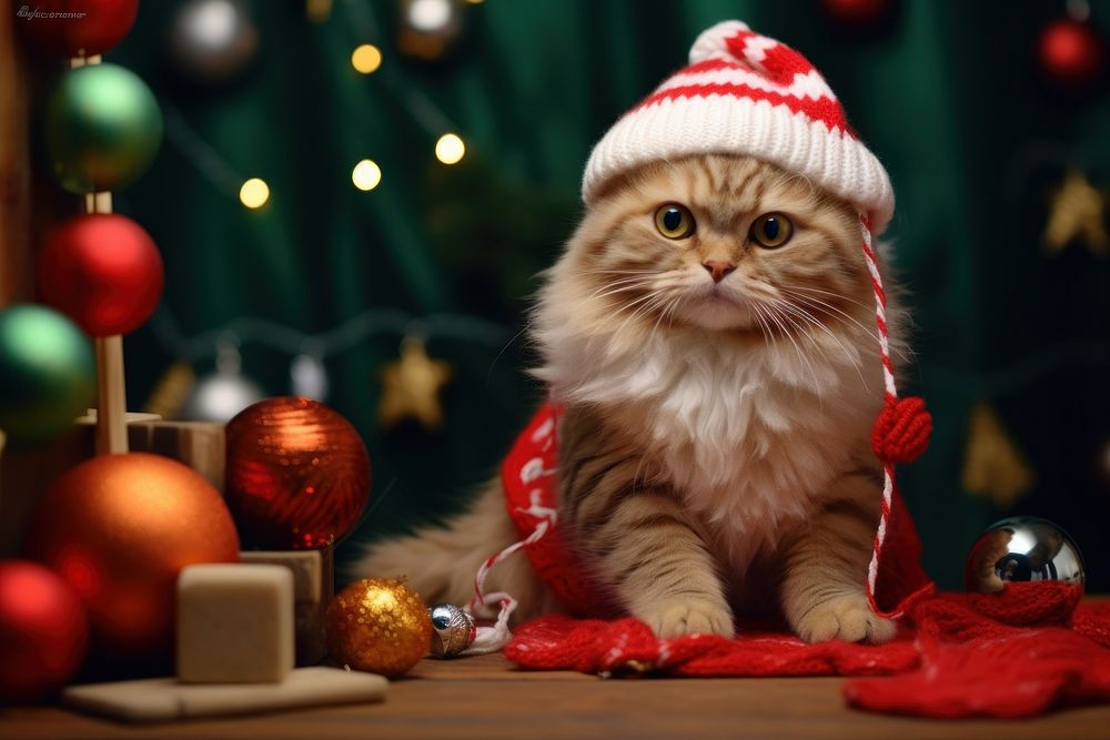 Cat waering christmas costume mammal animal kitten. AI generated Image by rawpixel.