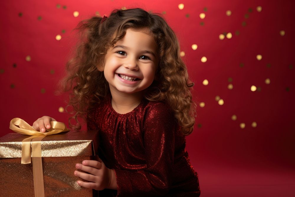 Gift box christmas portrait child. AI generated Image by rawpixel.