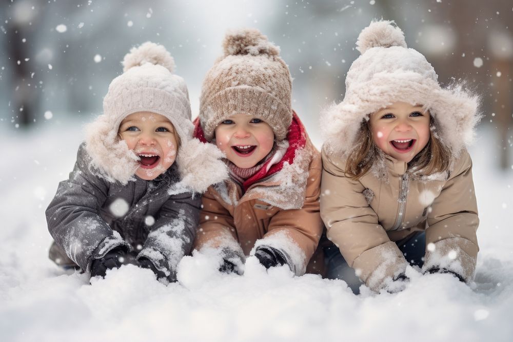 Christmas time outdoors snow portrait. 