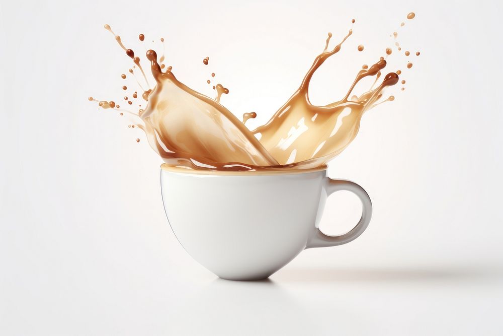 Coffee latte cup splashing drink milk mug. AI generated Image by rawpixel.