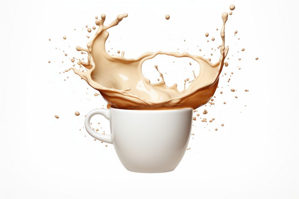 Coffee latte cup splashing drink milk mug. AI generated Image by rawpixel.