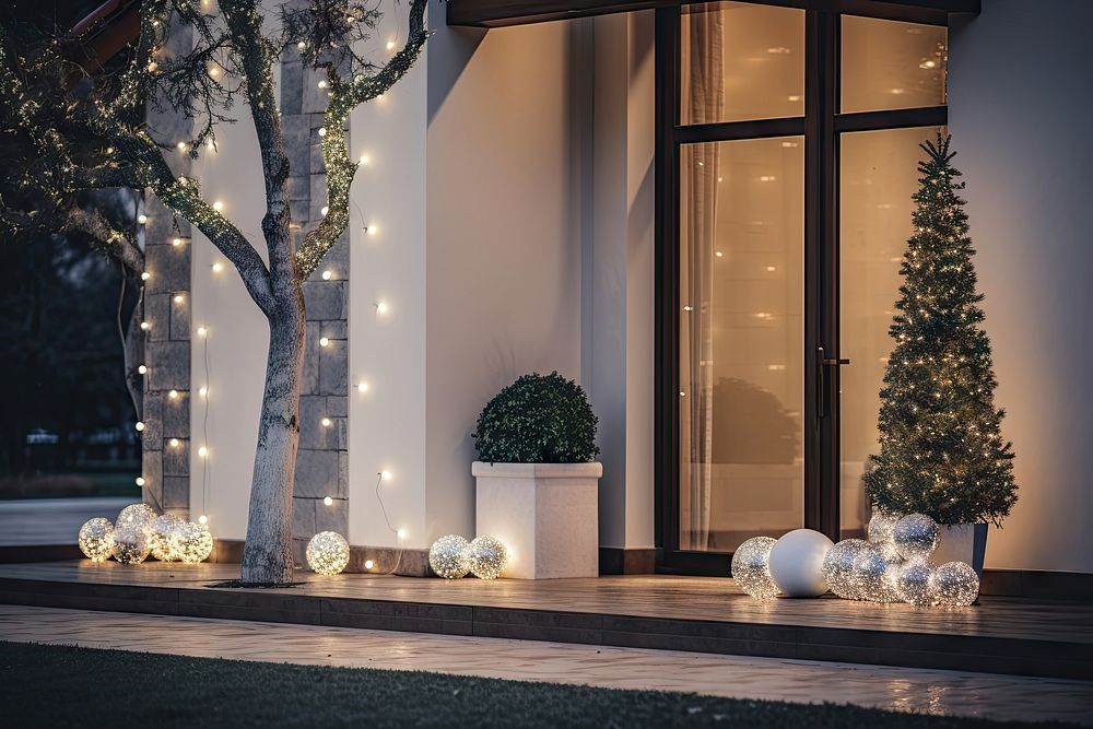 House decorated christmas outdoors light. AI generated Image by rawpixel.