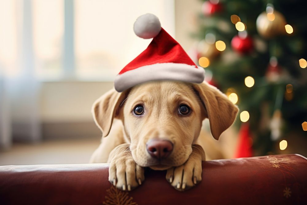 LABRADOR PUPPY christmas puppy mammal. AI generated Image by rawpixel.