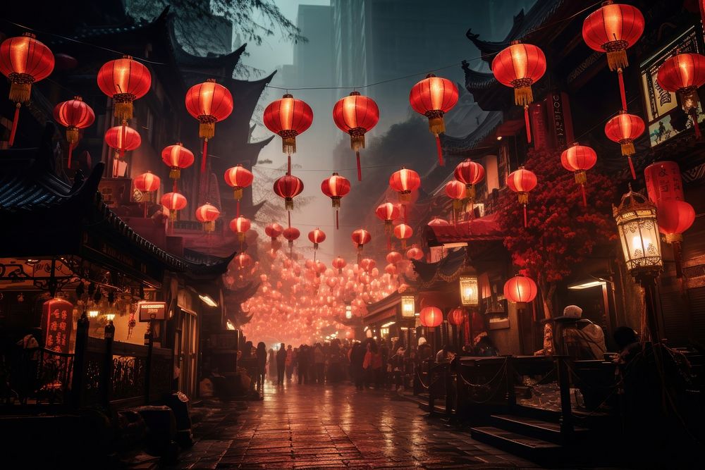 Chinese New Year festival city chinese new year. AI generated Image by rawpixel.