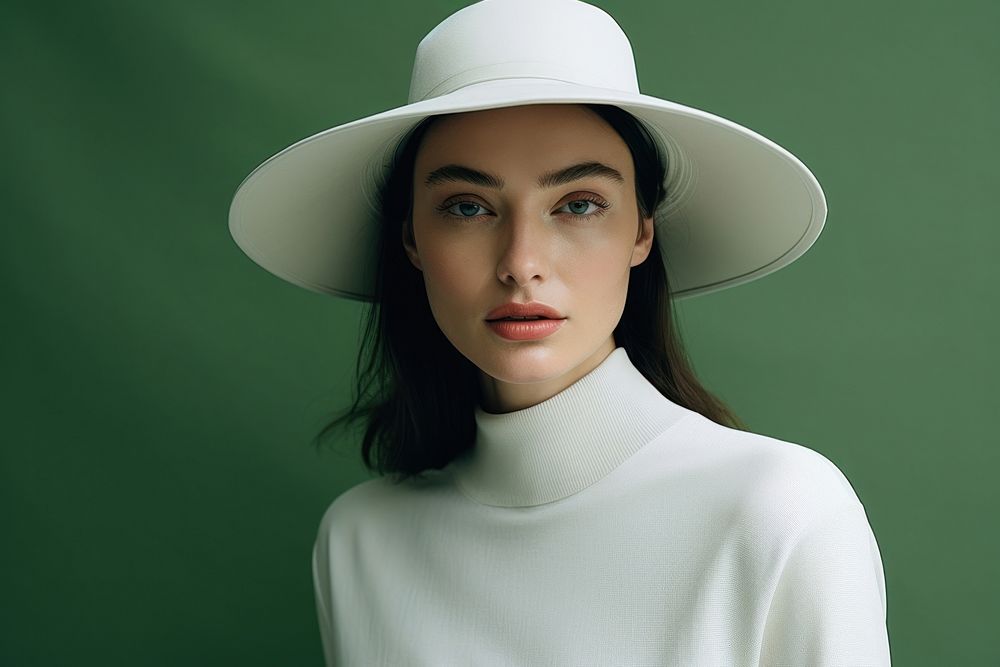 White hat portrait adult woman. AI generated Image by rawpixel.