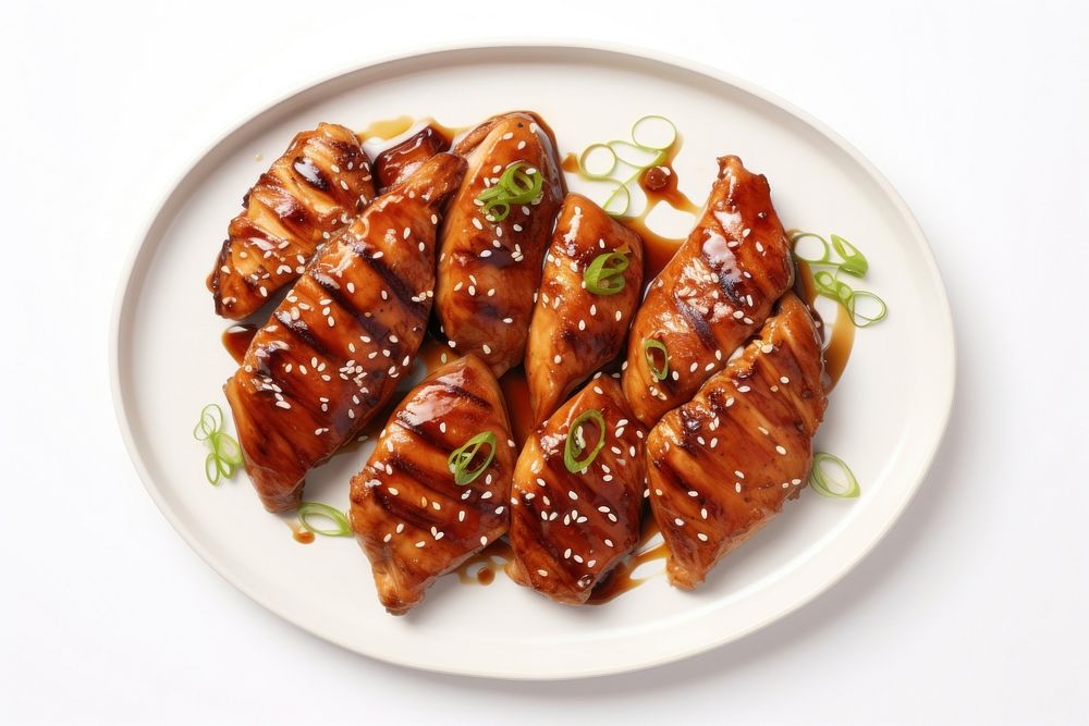 Teriyaki chicken plate food meat. AI generated Image by rawpixel.