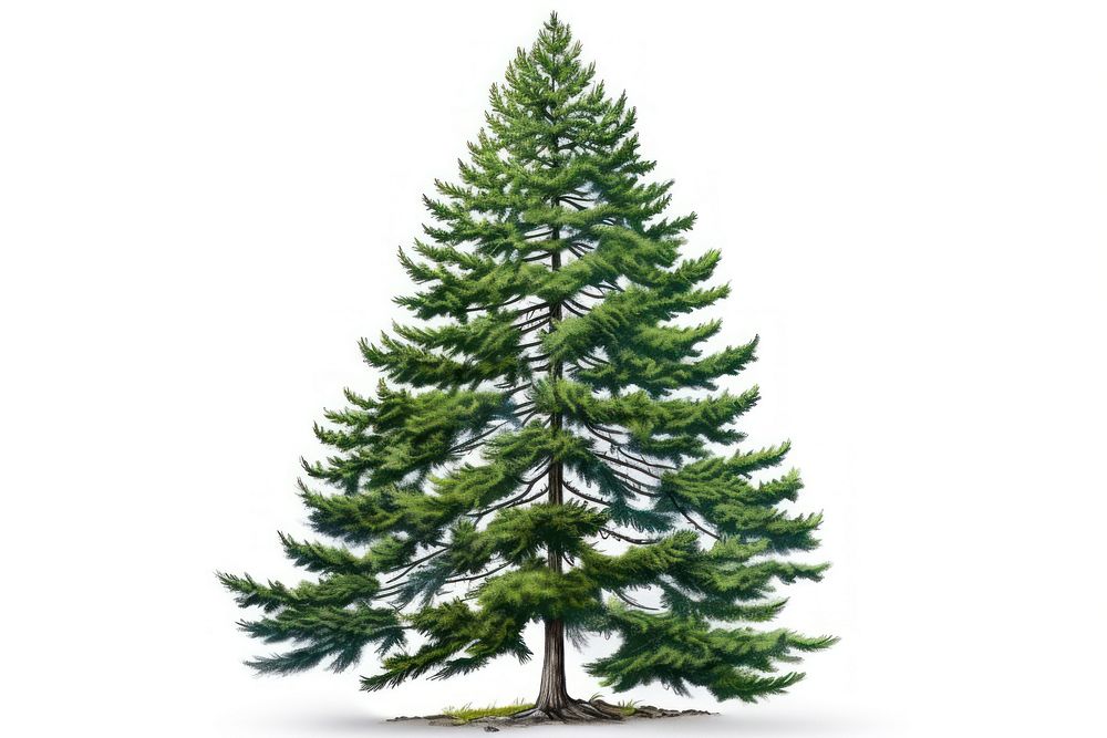 Rocky mountain douglas-fir tree plant pine white background. AI generated Image by rawpixel.