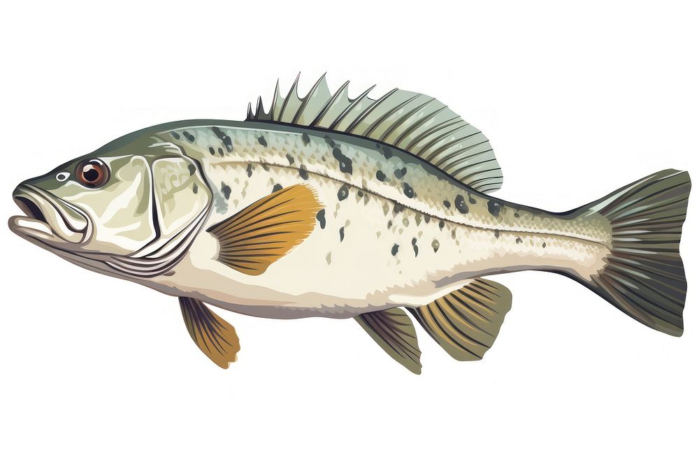 Spotted bass animal fish white | Premium Photo Illustration - rawpixel