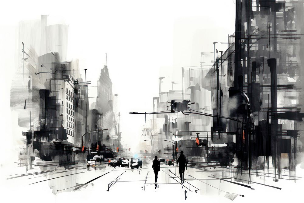 City street sketch road. AI generated Image by rawpixel.