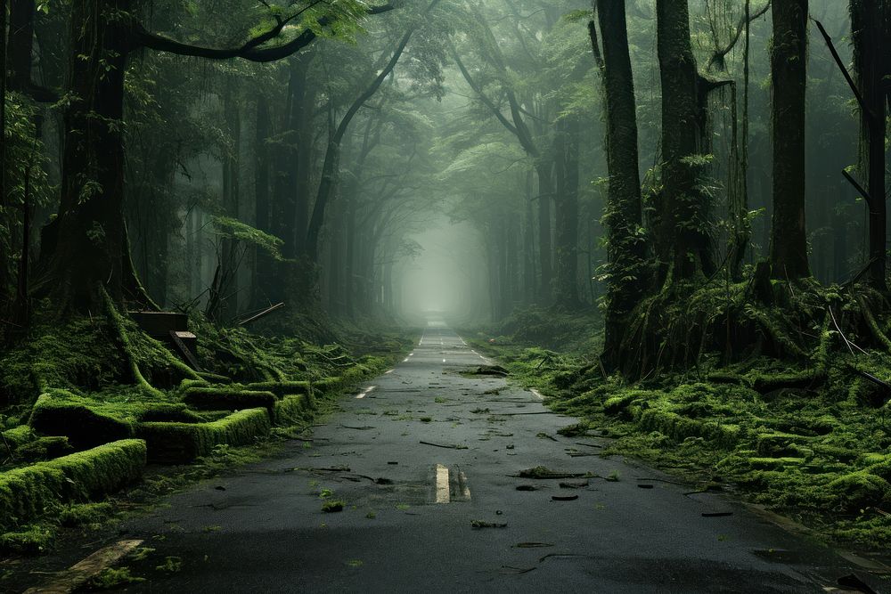 City forest road outdoors. AI generated Image by rawpixel.