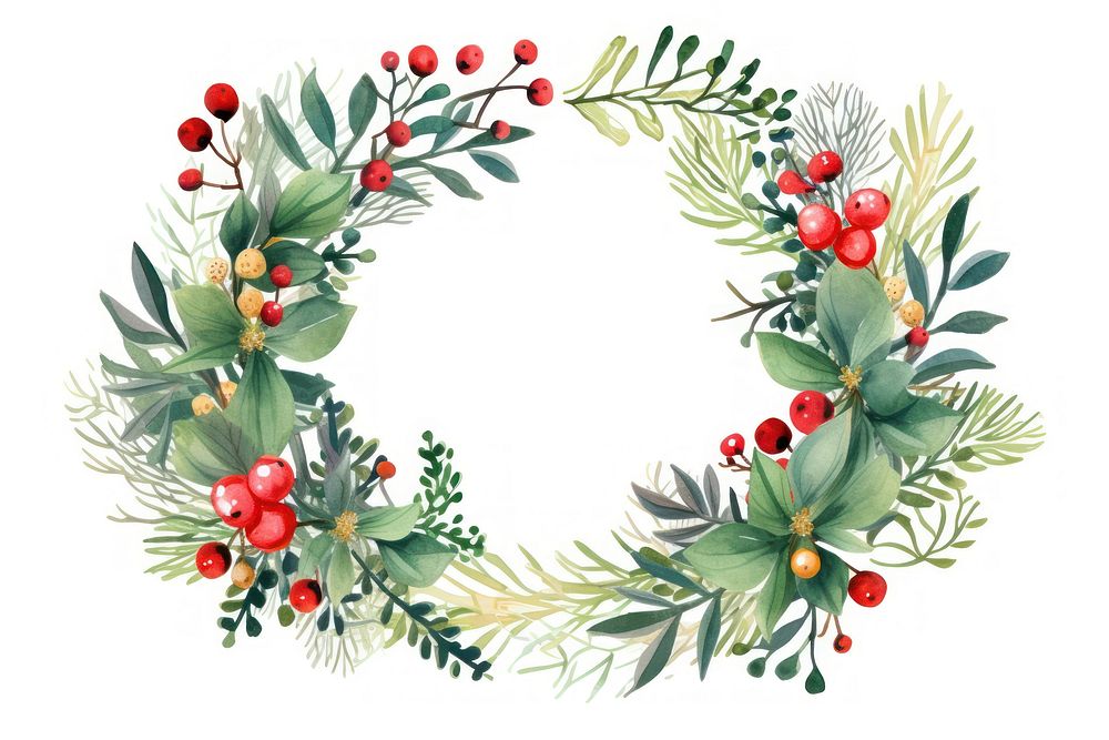Christmas wreath pattern plant celebration. AI generated Image by rawpixel.