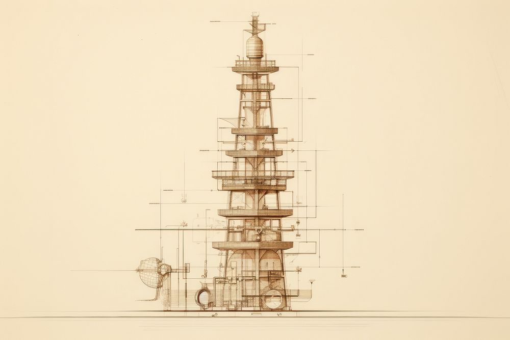 Tower diagram drawing sketch. AI generated Image by rawpixel.