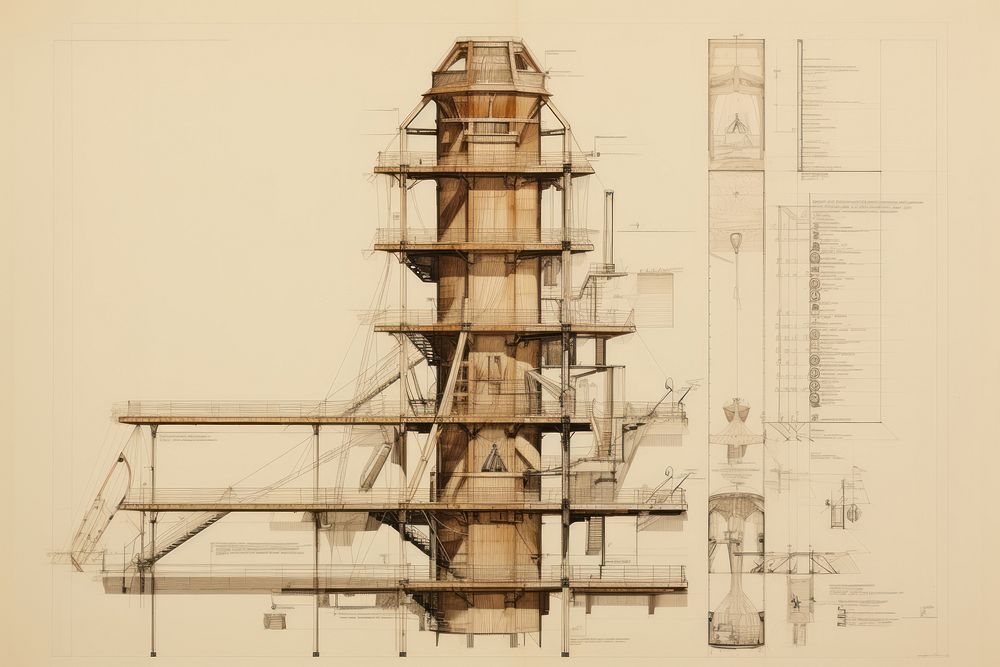 Tower drawing diagram sketch. AI generated Image by rawpixel.