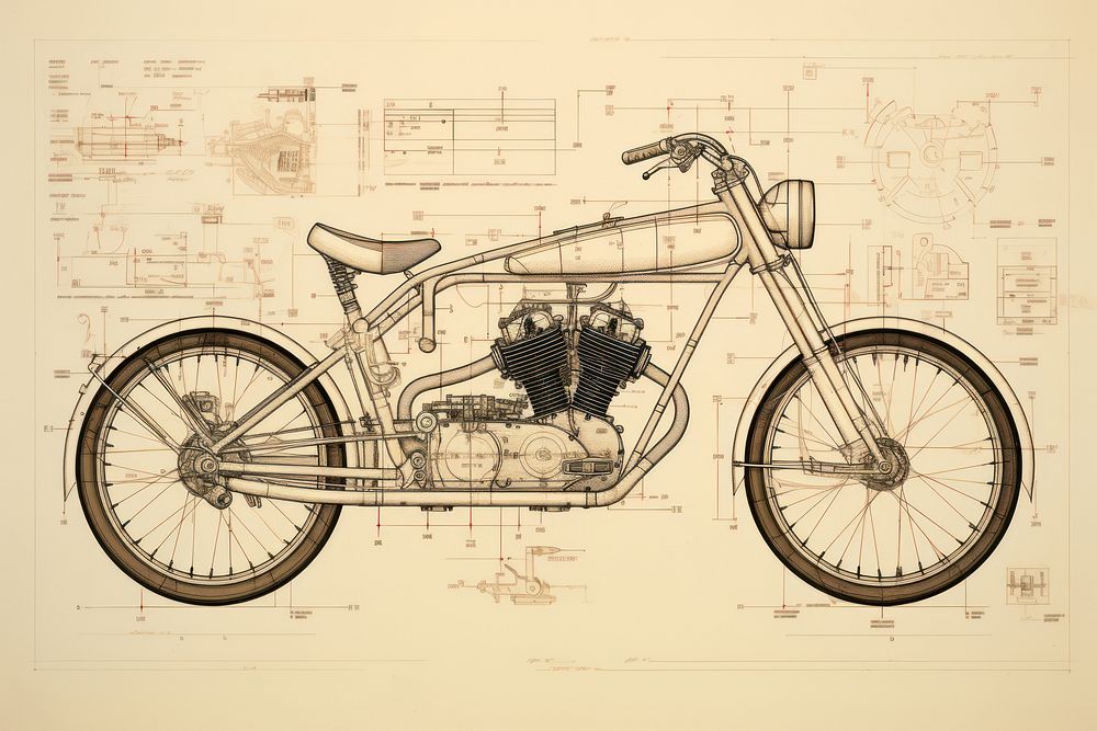 Bicycle motorcycle vehicle drawing. AI generated Image by rawpixel.