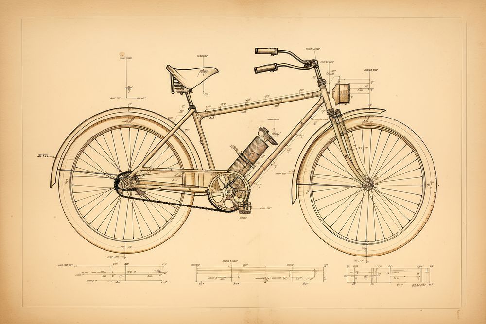 Bicycle vehicle drawing diagram. 
