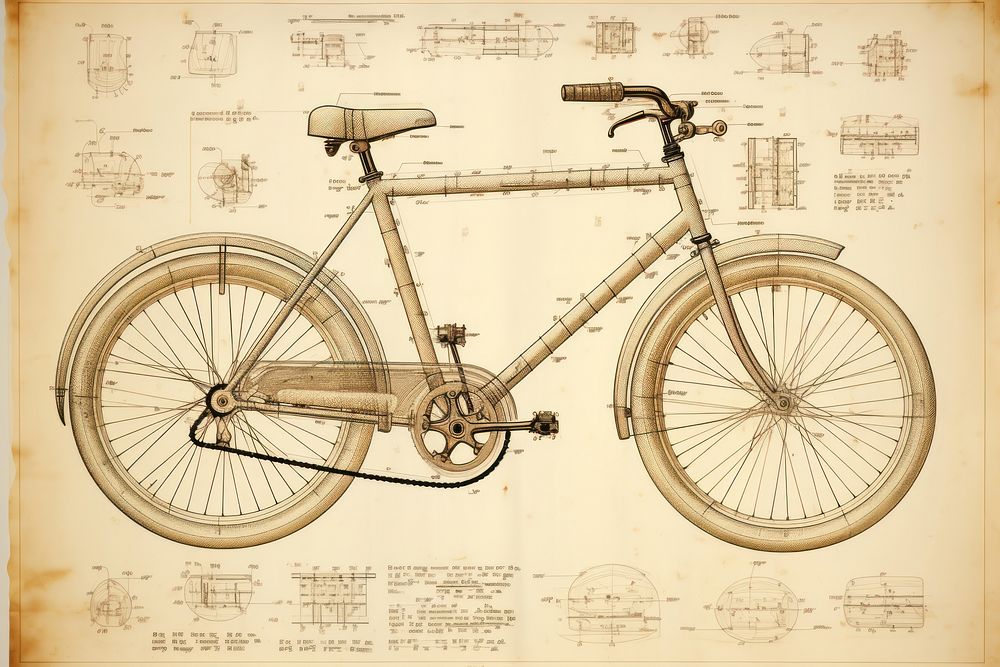 Bicycle vehicle drawing diagram. AI generated Image by rawpixel.