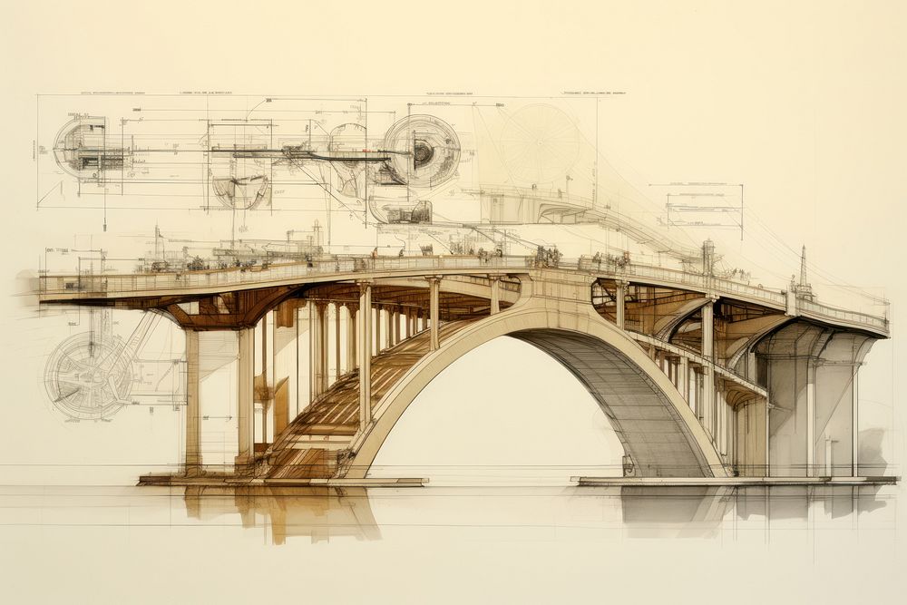 Bridge drawing architecture diagram. AI generated Image by rawpixel.