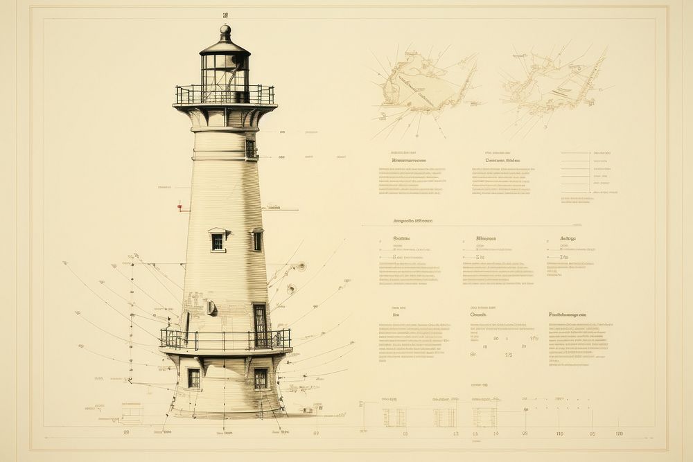 Lighthouse architecture drawing tower. AI generated Image by rawpixel.