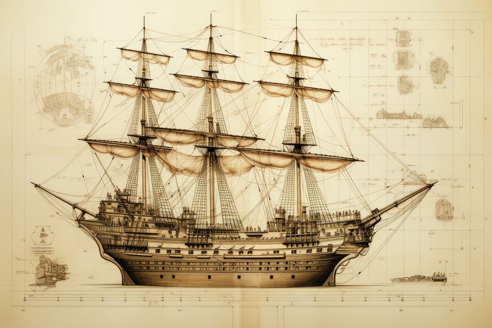 Ship drawing sailboat vehicle. AI generated Image by rawpixel.