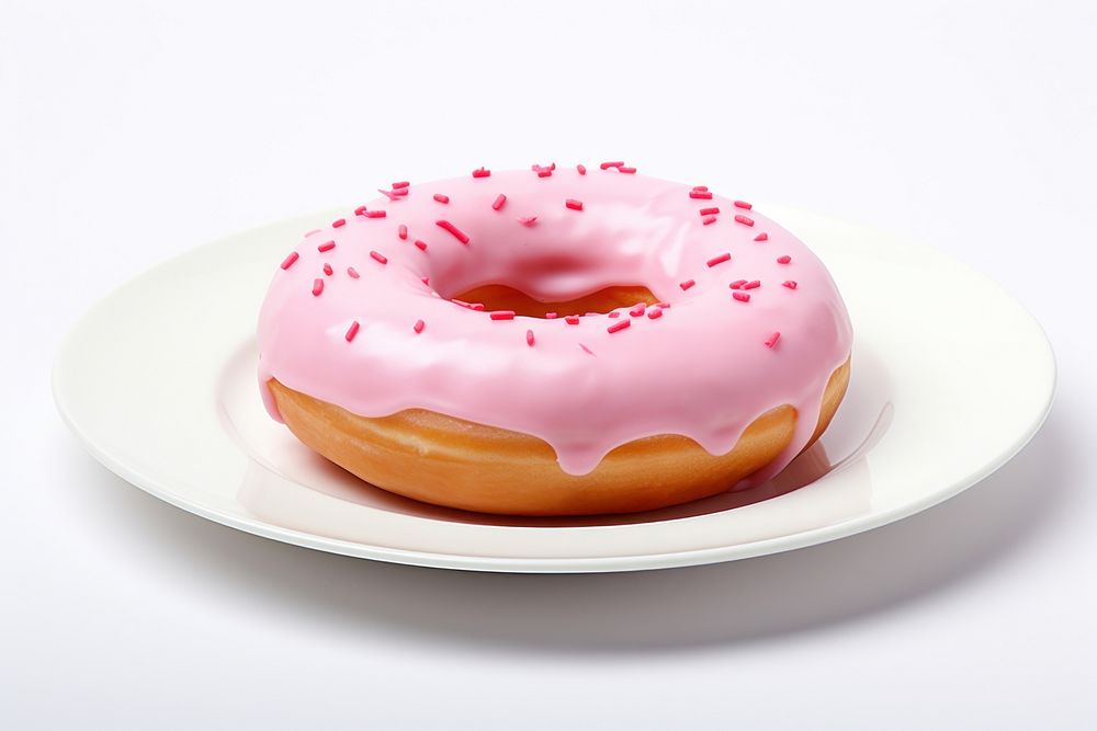 Donut plate dessert icing. AI generated Image by rawpixel.