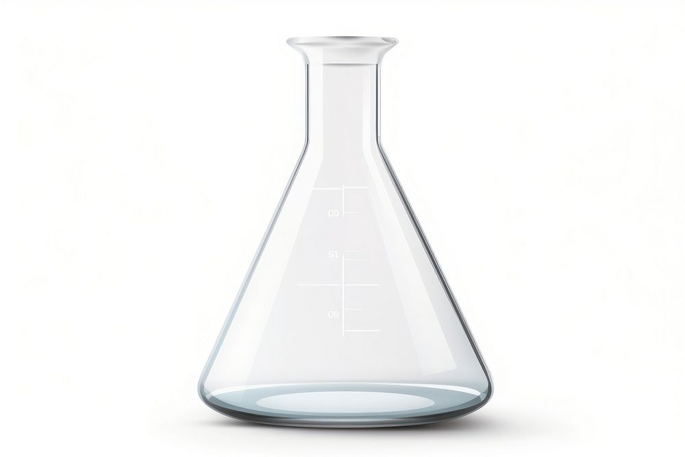 Chemistry Erlenmeyer flask glass vase white background. AI generated Image by rawpixel.