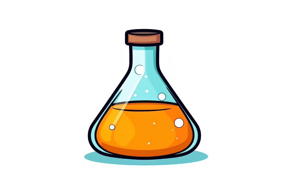 Erlenmeyer flask doodle icon glass white background biotechnology. AI generated Image by rawpixel.