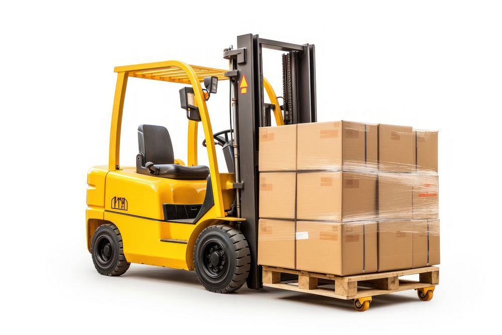 Forklift box pallet truck. AI generated Image by rawpixel.