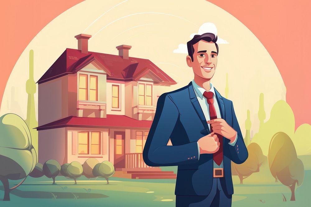 Insurance cartoon house adult. AI generated Image by rawpixel.
