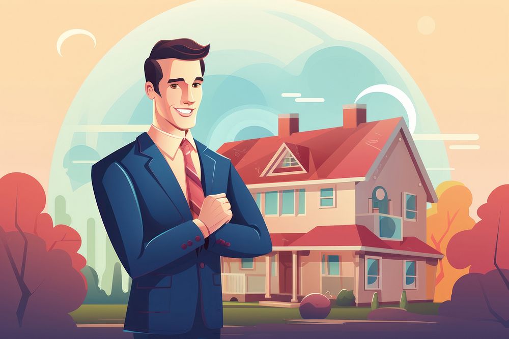 Insurance cartoon drawing house. AI generated Image by rawpixel.