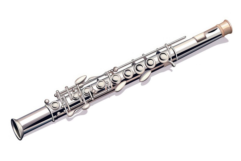 Flute woodwind orchestral instrument oboe white background performance. AI generated Image by rawpixel.