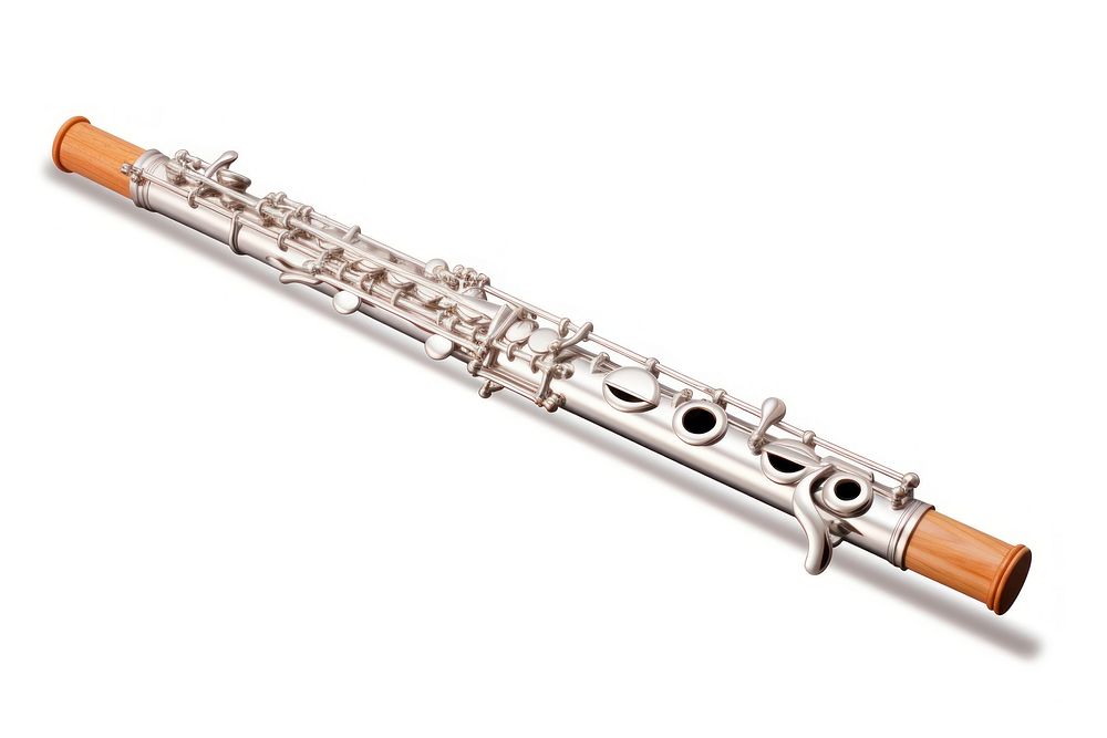 Flute woodwind orchestral instrument oboe white background performance. AI generated Image by rawpixel.