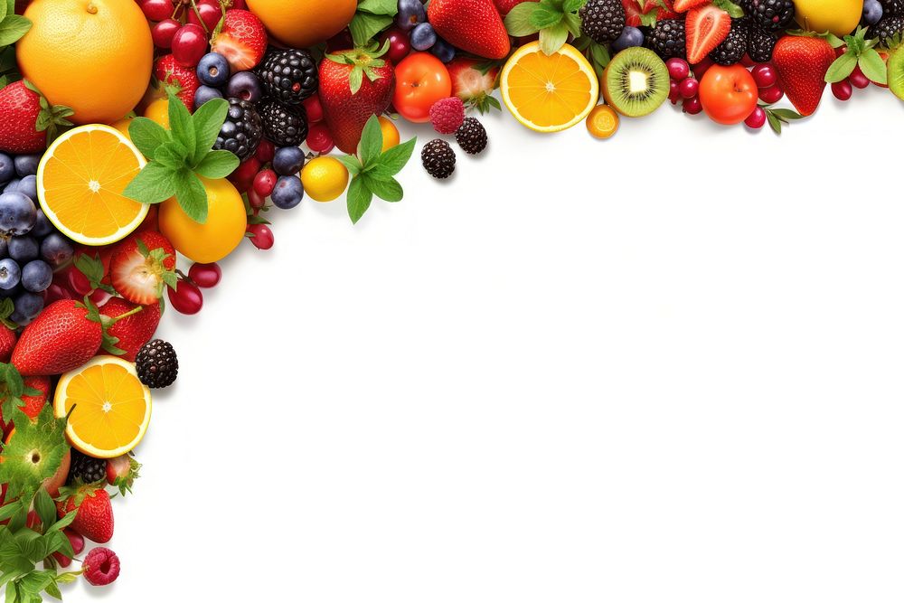 Fruits border backgrounds strawberry blueberry. AI generated Image by rawpixel.