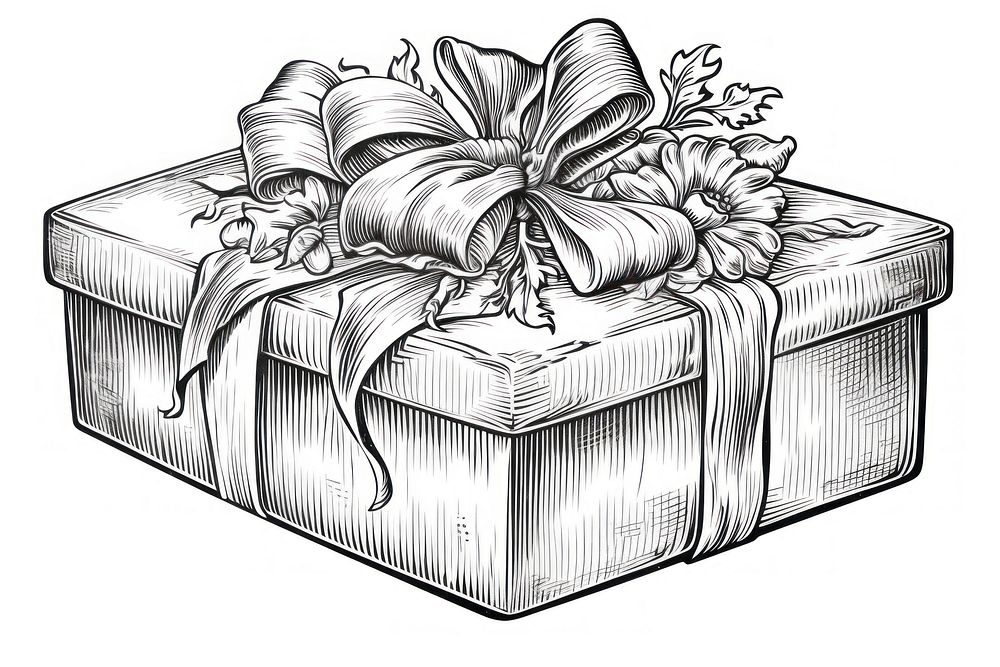 Gift box sketch drawing art. AI generated Image by rawpixel.
