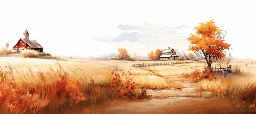 Autumn farm landscape outdoors harvest. AI generated Image by rawpixel.