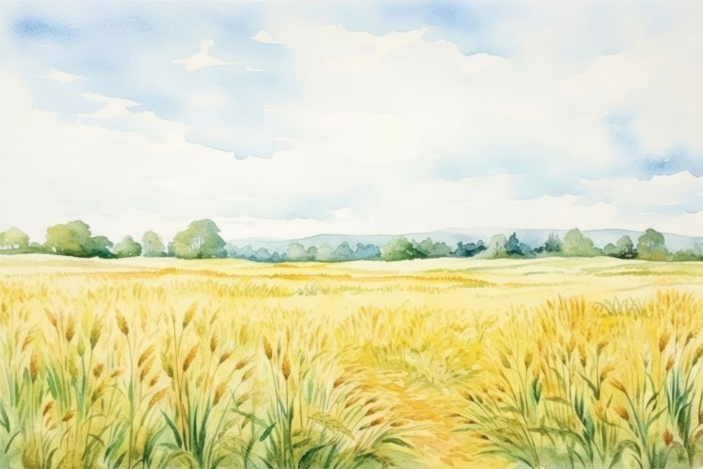Agriculture field landscape grassland panoramic. AI generated Image by rawpixel.