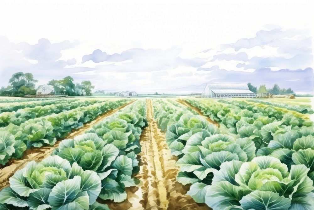 Cabbage farm agriculture vegetable outdoors. AI generated Image by rawpixel.