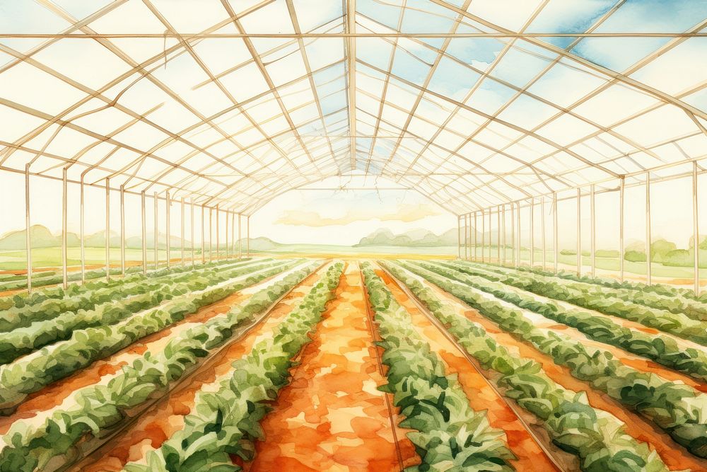 Carrot field inside greenhouse agriculture gardening outdoors. AI generated Image by rawpixel.